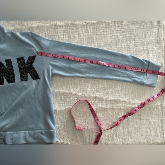 Y2K Victoria’s Secret Baby Blue Sequin PINK Hoodie Women’s Medium - Picture 3 of 9